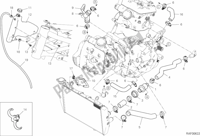 All parts for the Cooling Circuit of the Ducati Multistrada 1260 S ABS 2018